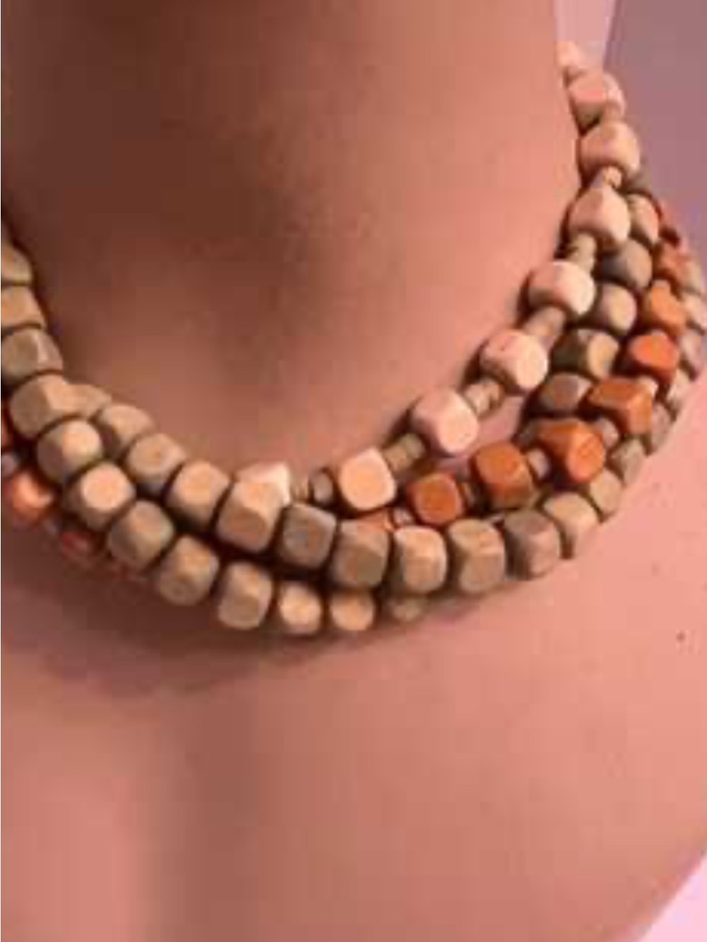 Plunder Multi-Strand Green, Tan & Orange Beaded Necklace